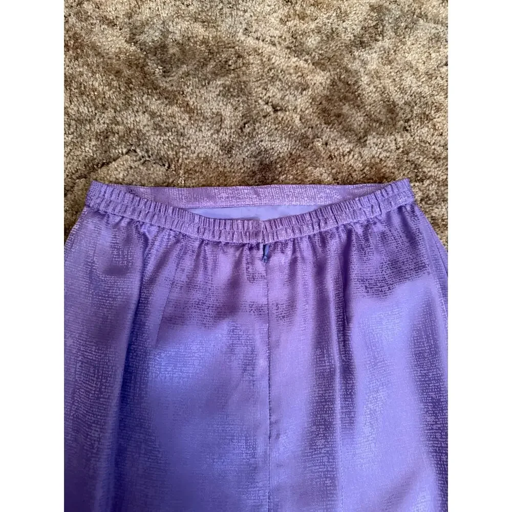 Vintage 90s Purple Silk Jacquard Midi Skirt Textured Pencil/Straight Skirt